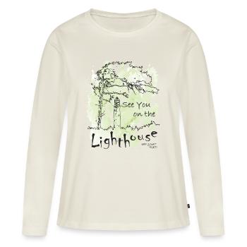 DarssCoast - Leuchtturm, See you on the Lighthouse - Frauen Premium Bio Langarmshirt - Naturweiß - Vorne - Julia (174cm)