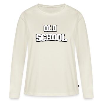 Old School Design - Frauen Premium Bio Langarmshirt - Naturweiß - Vorne - Julia (174cm)