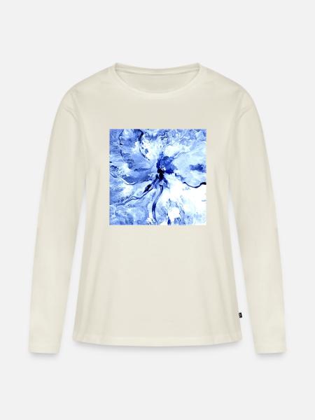 Blaues Bild - Frauen Premium Bio Langarmshirt - Naturweiß