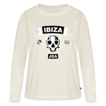 IBIZA Promille - JGA unter Palmen - Frauen Premium Bio Langarmshirt - Naturweiß - Vorne - Julia (174cm)