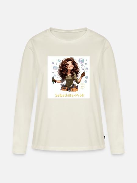 Selbsthilfe-Profi 1.0 - Frauen Premium Bio Langarmshirt - Naturweiß