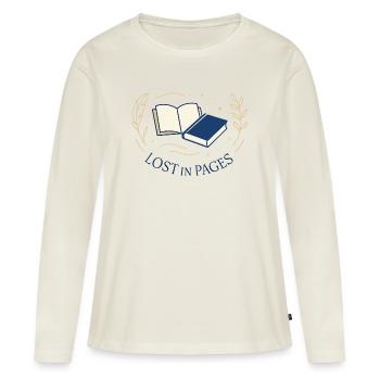Zwischen den Seiten - Frauen Premium Bio Langarmshirt - Naturweiß - Vorne - Julia (174cm)