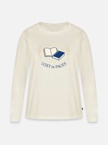 Zwischen den Seiten - Frauen Premium Bio Langarmshirt - Naturweiß