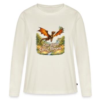 Geistflügel Drachentraum - Frauen Premium Bio Langarmshirt - Naturweiß - Vorne - Julia (174cm)