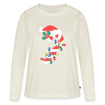 Zuckerstangen-Weihnachtsbeleuchtung - Frauen Premium Bio Langarmshirt - Naturweiß - Vorne - Julia (174cm)