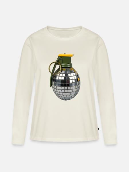 Disco-Granate, Tanzbombe, Party-Detonator, - Frauen Premium Bio Langarmshirt - Naturweiß