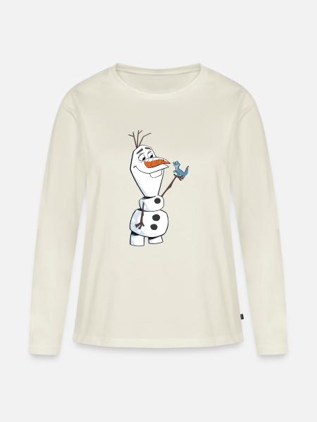 Frozen Schneemann Olaf Mit Slamander - Frauen Premium Bio Langarmshirt - Naturweiß