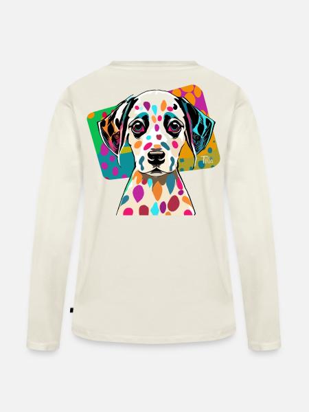 Dalmatiner - Frauen Premium Bio Langarmshirt - Naturweiß