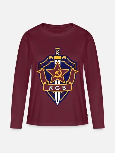 Stilvolles Design kommunistischen KGB Schild RED - Frauen Premium Bio Langarmshirt - Burgunderrot