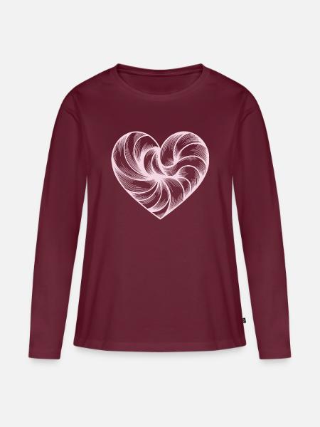 Pastellherz Swirl Kunst - Frauen Premium Bio Langarmshirt - Burgunderrot