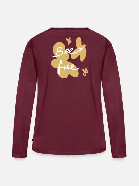 Bee free , Sei frei Biene - Frauen Premium Bio Langarmshirt - Burgunderrot