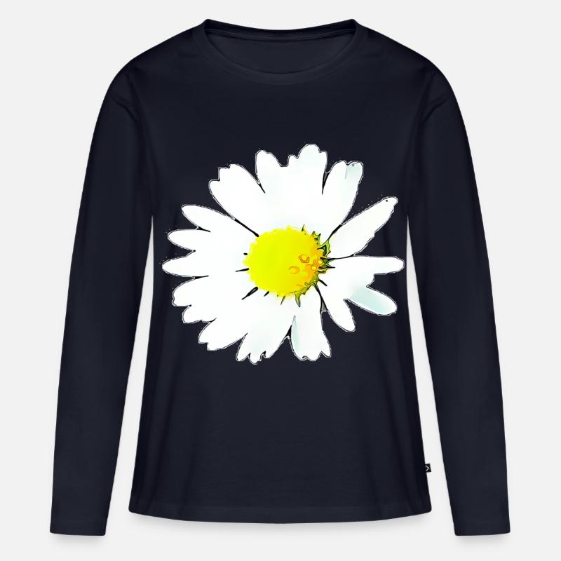 Blume - Gänseblümchen - Frauen Premium Bio Langarmshirt - Navy