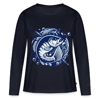 Frogfish with water bubbles design - Women's Premium Organic Long Sleeve Shirt - navy - Front - Julia (174cm)