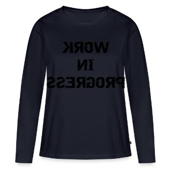 WORK IN PROGRESS - mirrored - Women's Premium Organic Long Sleeve Shirt - navy - Front - Julia (174cm)