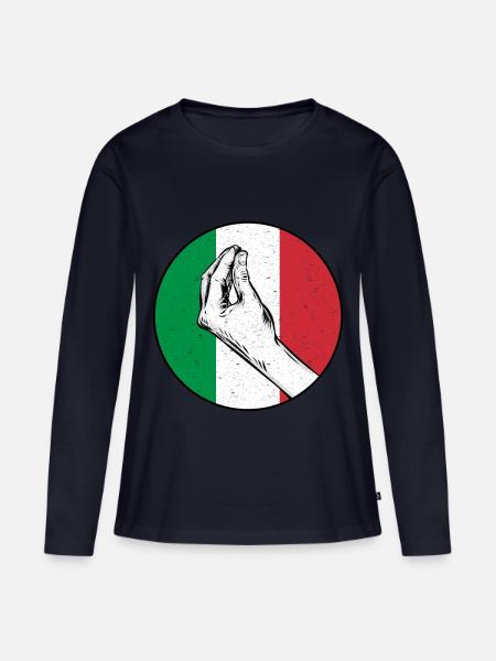 Italienische Handgeste Italien Italiener Retro - Frauen Premium Bio Langarmshirt - Navy