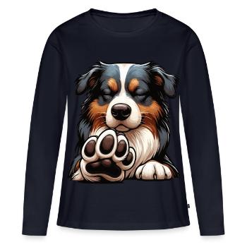 Berger australien Aussie Aussie Propriétaires Aussies - T-shirt manches longues Premium bio Femme - bleu marine - Devant - Julia (174cm)