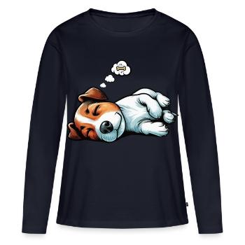 Jack Russel terrier Jack russel propriétaire Jackie - T-shirt manches longues Premium bio Femme - bleu marine - Devant - Julia (174cm)