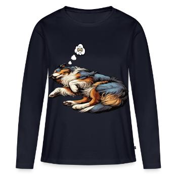 Berger australien Aussie Aussie Propriétaires Aussies - T-shirt manches longues Premium bio Femme - bleu marine - Devant - Julia (174cm)