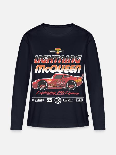 Cars Seitenprofil Lightning McQueen - Frauen Premium Bio Langarmshirt - Navy