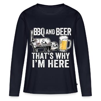 BBQ Und Bier Grillparty - Frauen Premium Bio Langarmshirt - Navy - Vorne - Julia (174cm)
