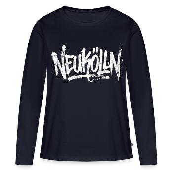 Neukölln Berlin Graffiti - T-shirt manches longues Premium bio Femme - bleu marine - Devant - Julia (174cm)