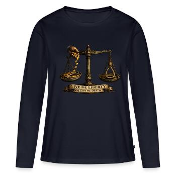 Give Me Liberty or Give Me Death – Freedom - Women's Premium Organic Long Sleeve Shirt - navy - Front - Julia (174cm)