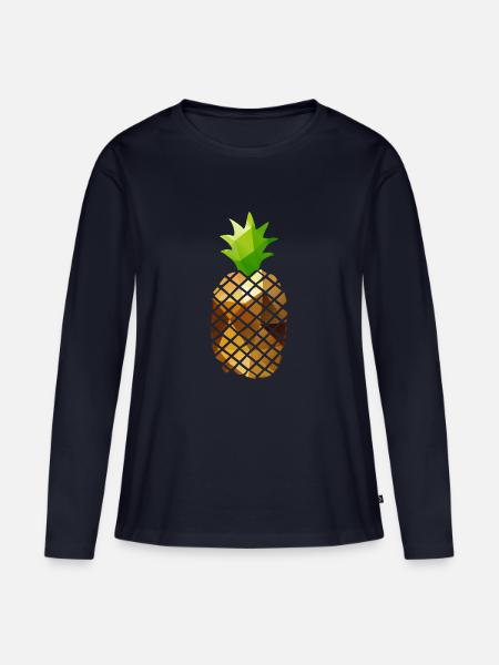 Pineapple (Low Poly) - Frauen Premium Bio Langarmshirt - Navy