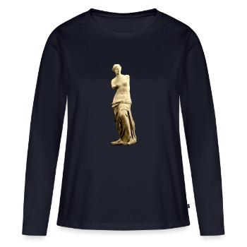 VENUS DE MILO - Frauen Premium Bio Langarmshirt - Navy - Vorne - Julia (174cm)