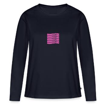 Manifester le rose - T-shirt manches longues Premium bio Femme - bleu marine - Devant - Julia (174cm)