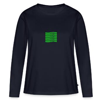 Manifester le vert - T-shirt manches longues Premium bio Femme - bleu marine - Devant - Julia (174cm)