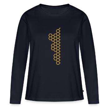 Honeycombs - T-shirt manches longues Premium bio Femme - bleu marine - Devant - Julia (174cm)