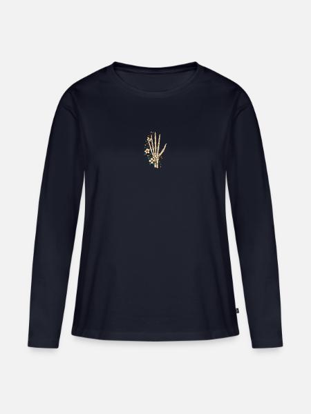 Blühende Skeletthand – Radiologie - Frauen Premium Bio Langarmshirt - Navy