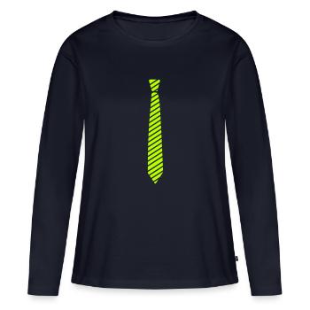 krawatte - Frauen Premium Bio Langarmshirt - Navy - Vorne - Julia (174cm)