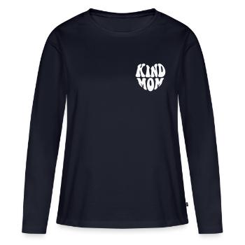 Kind Mom Heart Logo – Anpassbare Farbe - Frauen Premium Bio Langarmshirt - Navy - Vorne - Julia (174cm)