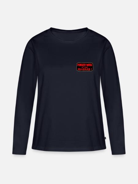 FAHRRAD FINGER WEG AUFKLEBER - Frauen Premium Bio Langarmshirt - Navy