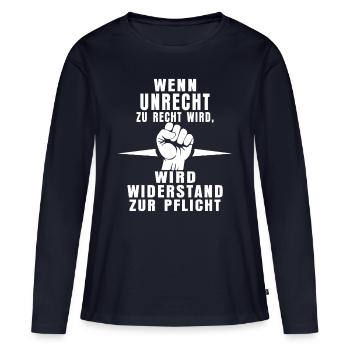 Devoir de rébellion - T-shirt manches longues Premium bio Femme - bleu marine - Devant - Julia (174cm)