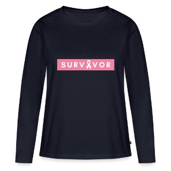 Survivant du cancer - T-shirt manches longues Premium bio Femme - bleu marine - Devant - Julia (174cm)