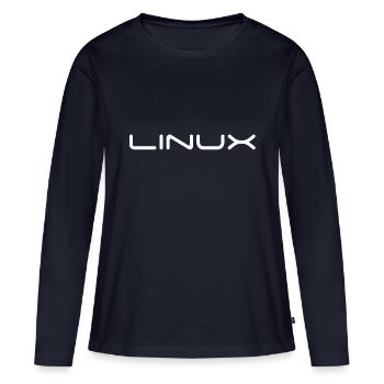 Linux - Frauen Premium Bio Langarmshirt - Navy - Vorne - Julia (174cm)