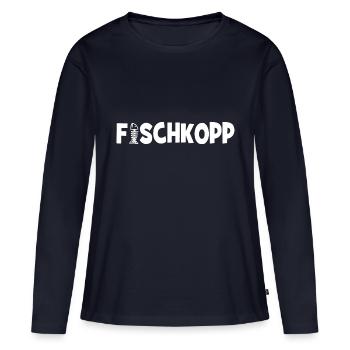 Fischkopp Fisch Fischkopf Küste Angler Fischer - Frauen Premium Bio Langarmshirt - Navy - Vorne - Julia (174cm)