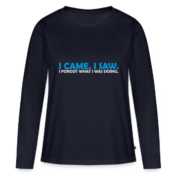 Je suis venu voir oublier - T-shirt manches longues Premium bio Femme - bleu marine - Devant - Julia (174cm)