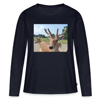 Close up of a Deer - Women's Premium Organic Long Sleeve Shirt - navy - Front - Julia (174cm)
