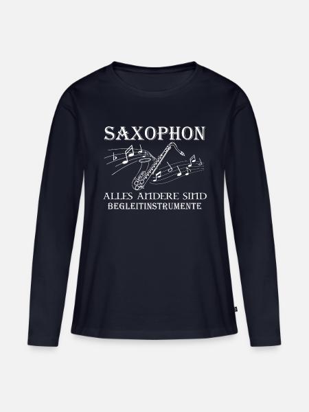 Saxophon - Frauen Premium Bio Langarmshirt - Navy