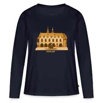 Goslar Rathaus Harz Niedersachsen - Frauen Premium Bio Langarmshirt - Navy - Vorne - Julia (174cm)