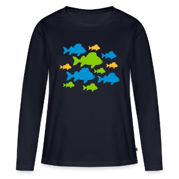 Bunte Fische Muster - Frauen Premium Bio Langarmshirt - Navy - Vorne - Julia (174cm)