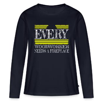 Jackhammer Carpenter Jokes - Women's Premium Organic Long Sleeve Shirt - navy - Front - Julia (174cm)