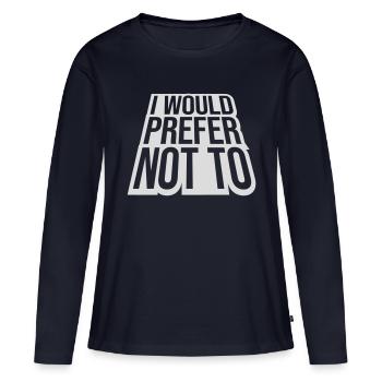Je préfère ne pas - T-shirt manches longues Premium bio Femme - bleu marine - Devant - Julia (174cm)