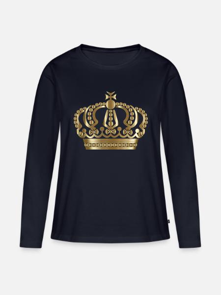 Krone Gold - Frauen Premium Bio Langarmshirt - Navy