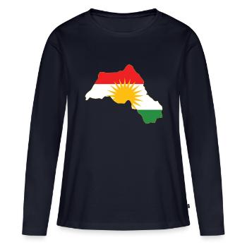 Kurdistan Région masque facial / protection - T-shirt manches longues Premium bio Femme - bleu marine - Devant - Julia (174cm)
