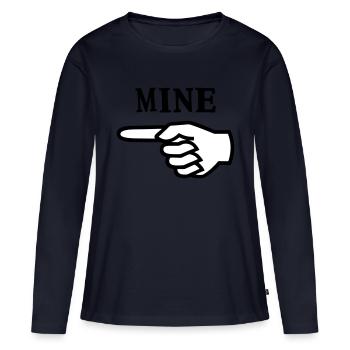 Mine - Hand, Finger pointing - T-shirt manches longues Premium bio Femme - bleu marine - Devant - Julia (174cm)