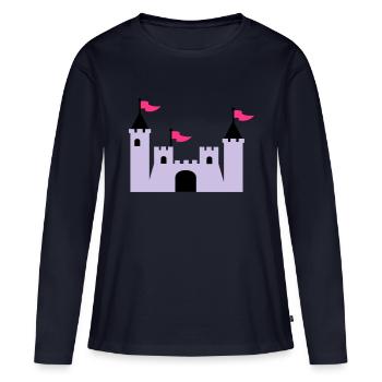 Château - T-shirt manches longues Premium bio Femme - bleu marine - Devant - Julia (174cm)